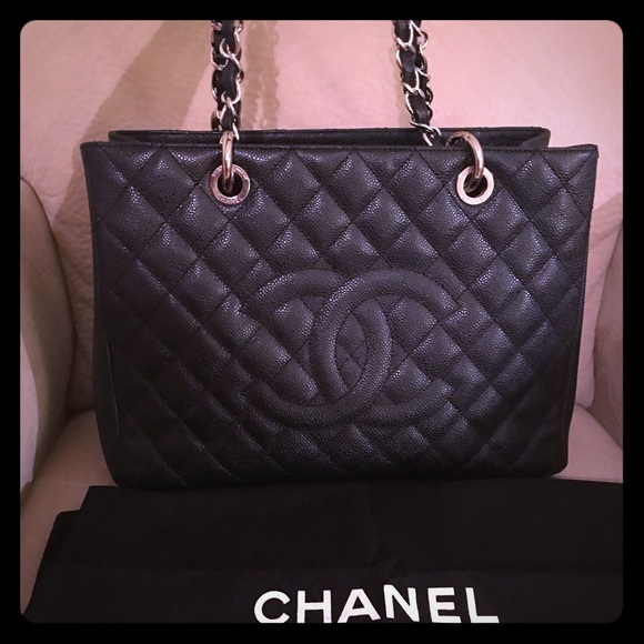 CHANEL Handbags - Chanel GST black caviar leather w/ silver hardware